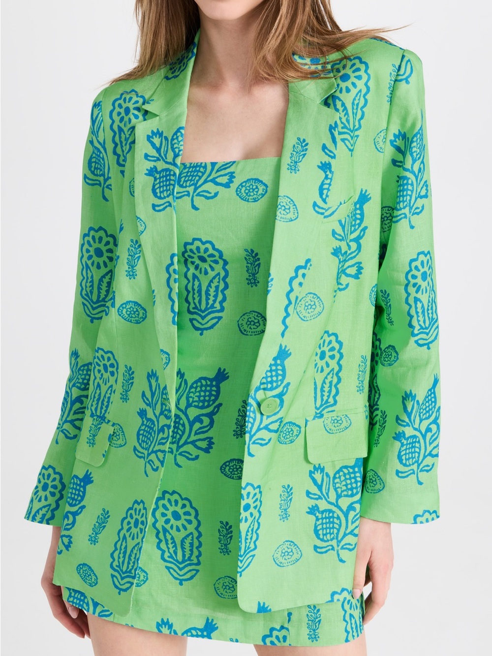 Rhode Winnifred linen jacket in green sz XL